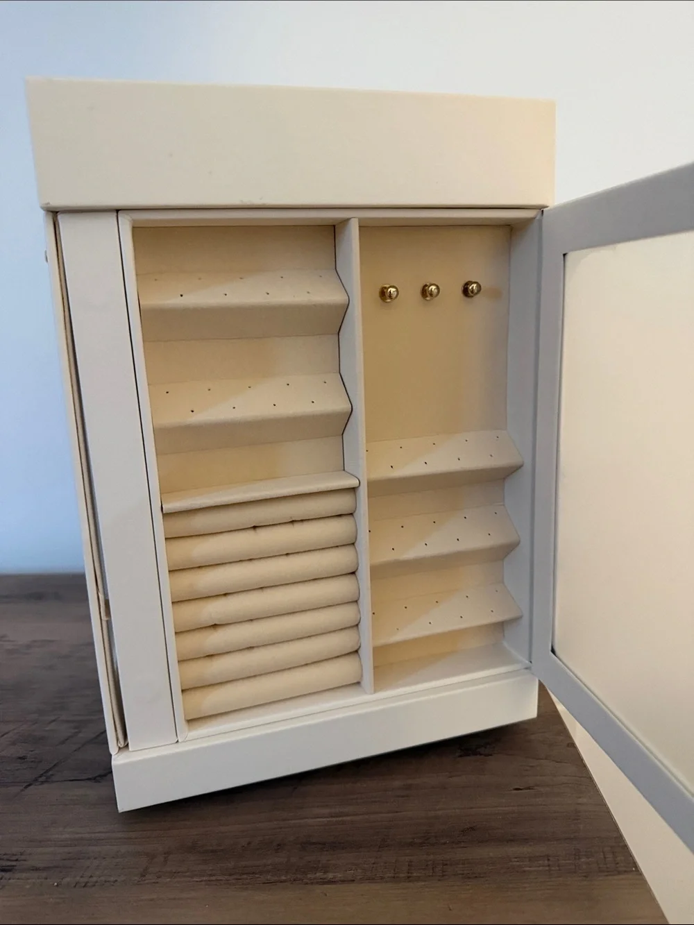 White Jewelry Organizer Cabinet with Clear Display Window